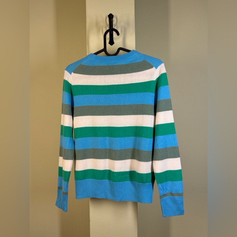 NWOT J. Crew Kids' 100% cashmere crewneck sweater in rugby stripe L (10/… - Picture 4 of 6